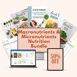 Editable Canva Template Macronutrients and Micronutrients Nutrition Bundle Templates | Vitamins | Calories | Protein | Fats | Carbs | Health