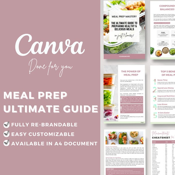 Editable Meal Prep Guide: The Ultimate Guide to Preparing Healthy & Delicious Meals  | Canva | Health Coaching | Meal Planning | Nutrition