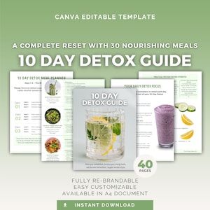 Plan de désintoxication de 10 jours - Modèle Canva de réinitialisation de la nutrition en douceur (PLR)