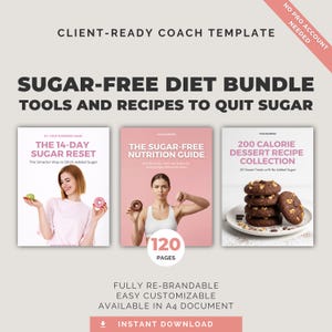 Canva-sjabloon suikervrije dieetbundel | 14-daagse reset, voedingsgids, gezondheidscoach