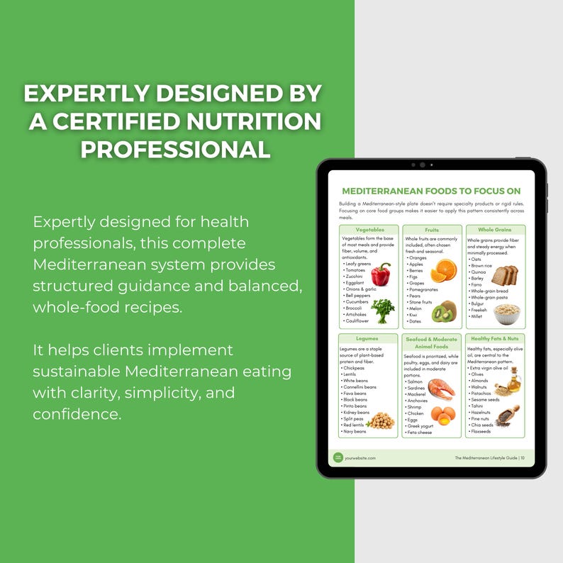 Paquete de dieta mediterránea / Plantilla editable de Canva, guía nutricional, plan de comidas, recetas saludables, coach de salud imagen 3