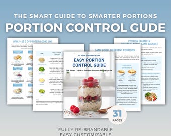 Easy Portion Control Guide | Editable Canva Template | Nutrition Cheat Sheet & Chart, PLR