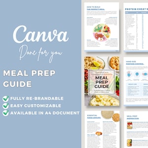 Editable Canva Meal Prep Guide Template | Nutrition | Health Coach | Meal Planning | Weight Loss | Healthy Recipes | Calorie Macro Tracking