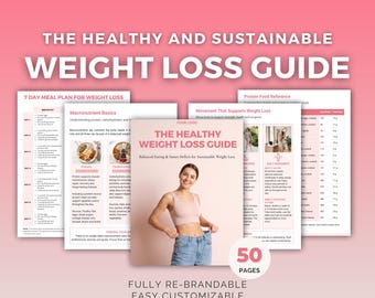 Weight Loss Guide Canva Template | Meal Planner, Workout Tracker, Health Coach PLR