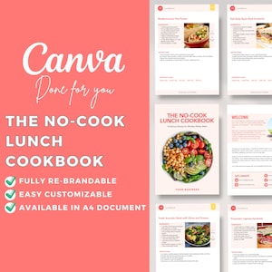Editable Canva Template The No-Cook Lunch Cookbook Healthy Recipes Nutrition Health Coach Quick Meals High-protein Diet Weightloss Fit