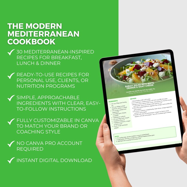 Mediterranean Diet Cookbook: Editable Canva Template, Health Coach PLR, Healthy Recipes, Nutrition image 4