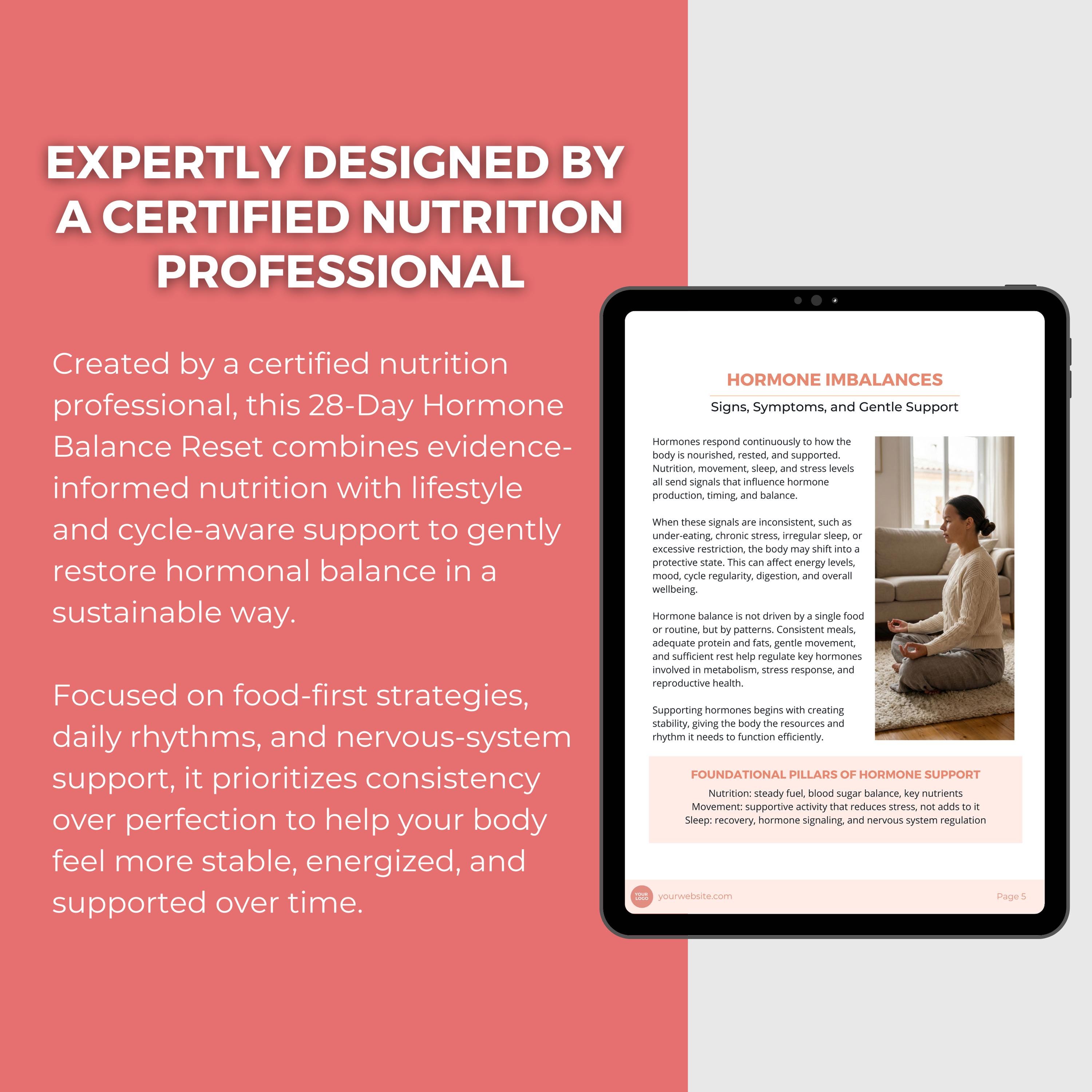 Hormone Balance Reset Guide Canva Template 28 Day Plan Health Coach PLR ...