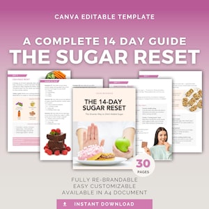 Guida al reset dello zucchero in 14 giorni: modello Canva modificabile per nutrizionisti, health coach e programmi di benessere