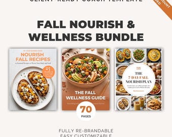Paquete de bienestar de otoño - Plantilla de Canva / Plan de comidas de 7 días, recetas saludables, PLR de entrenador de salud
