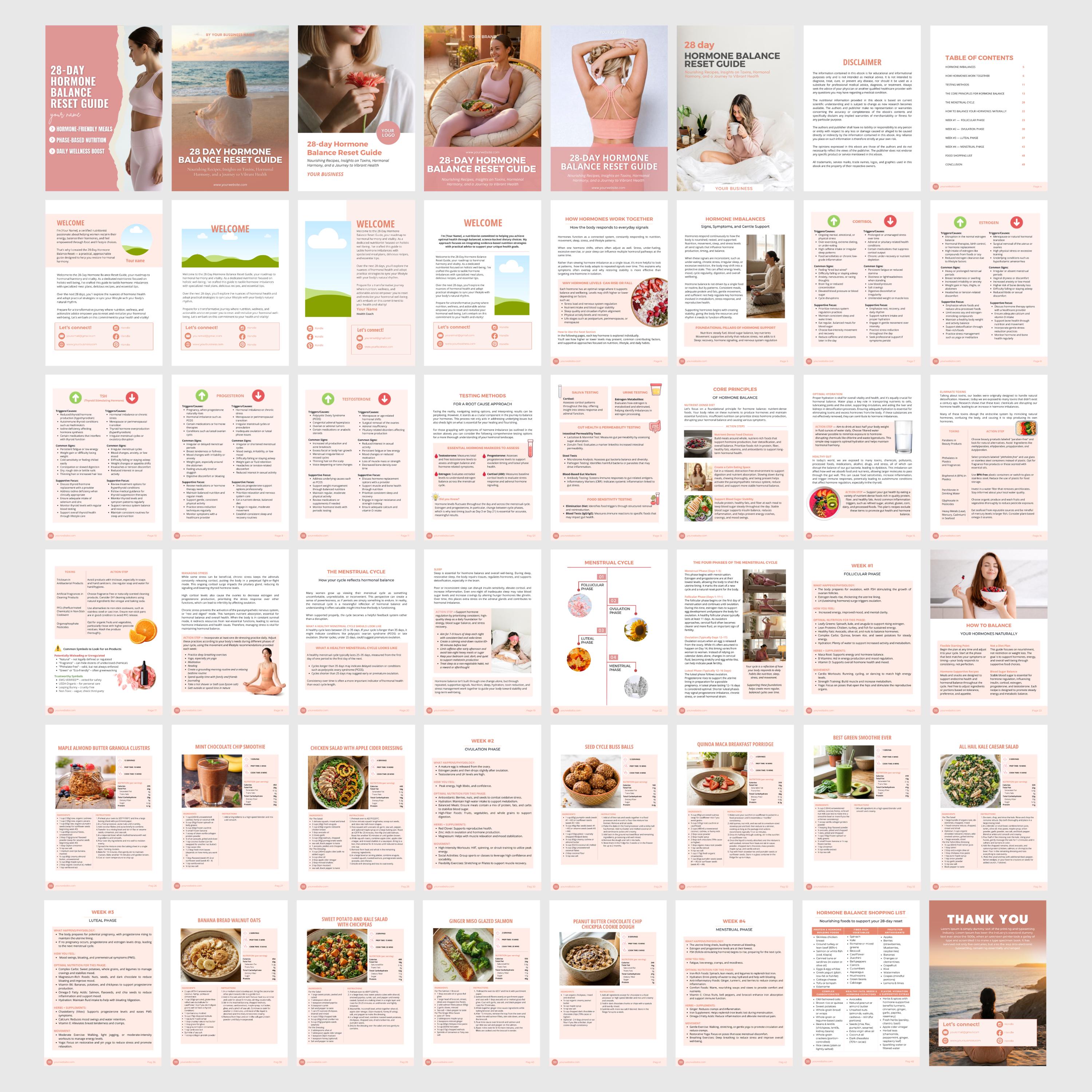 Hormone Balance Reset Guide Canva Template 28 Day Plan Health Coach PLR ...