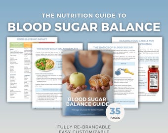 Blood Sugar Balance Guide Canva Template with Meal Plan and Health Coach PLR