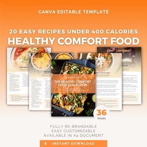 Healthy Comfort Food Collection Editable Canva Template, Balanced Eating, Meal Plan, Healthy Cookbook, Diet, Health Coach, Printable Recipe