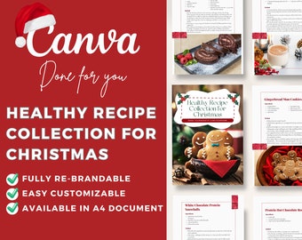 Editable Canva Template Healthy Recipe Collection Christmas | Healthy Recipes | Holiday Guide | Dessert | Nutrition | Health Coach | Diet