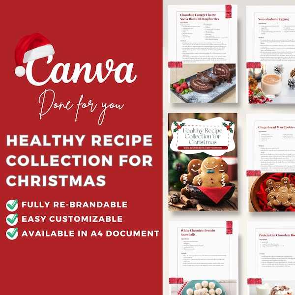 Bearbeitbare Canva Template Gesunde Rezeptsammlung Weihnachten | Gesunde Rezepte | Urlaubsführer | Nachtisch | Ernährung | Gesundheitscoach | Diät