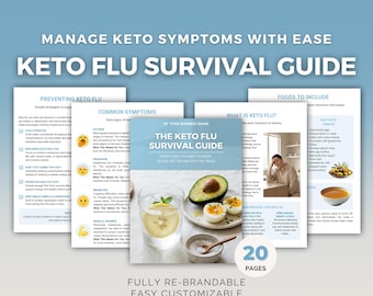 Guía de supervivencia para la gripe cetogénica / Plantilla editable de Canva, libro electrónico de nutrición, PLR para entrenadores de salud