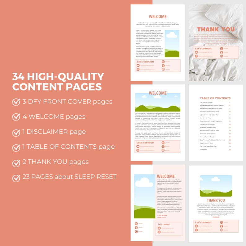 Sleep Reset Guide Canva Template | 7 Day Plan, Hormone Balance ...