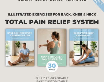 Pain Relief System Canva Template with Back Health Exercise Guide and Wellness Coach PLR