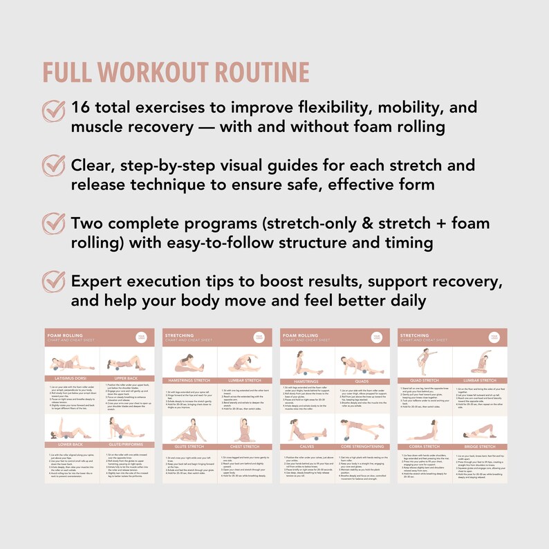 Stretching & Foam Rolling Chart Editable Canva Template A4 Poster for