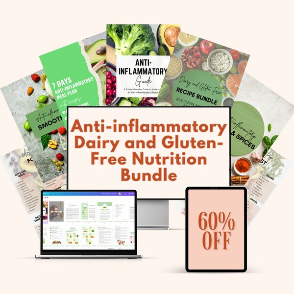 Editable Canva Template Ultimate Anti-Inflammatory Wellness Bundle | Gluten-free | Dairy-free | Nutrition | Meal Plan | Healthy Recipes Diet