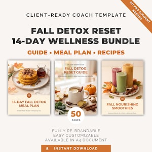14 Day Meal Plan Canva Template, Fall Detox Guide With 33 Recipes