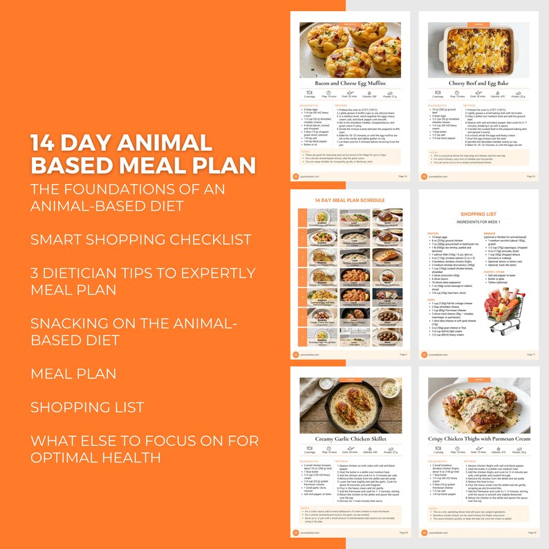 Animal-Based Diet Bundle | Editable Canva Template, 14 Day Meal Plan, Nutrition Guide PLR image 8