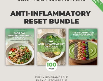 Anti-Inflammatory Reset Bundle Canva Template with 7 Day Meal Plan and PLR