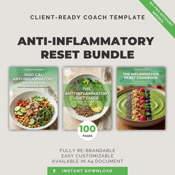 EntzündungshemmendesReset Bundle Canva Template mit 7 Tage Essensplan und PLR