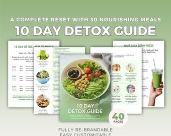 Editable 10-Day Detox Guide Canva Template: Nutrition Ebook & Recipes