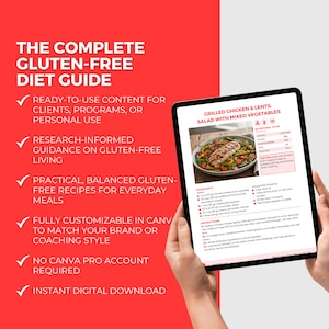 Gluten-Free Diet Guide: Editable Canva Template, Healthy Recipes, Meal Plan, Health Coach PLR image 4
