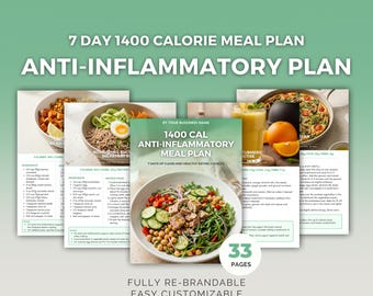 Ontstekingsremmend maaltijdplan Canva-sjabloon 1400 calorieën met Health Coach