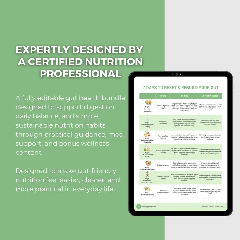 Gut Health Reset Bundle Canva Template With Meal Plan and Wellness ...