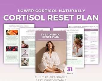 Cortisol Reset Plan Canva Template, Hormone Balance, Stress Management, Wellness Guide, Health Coach PLR