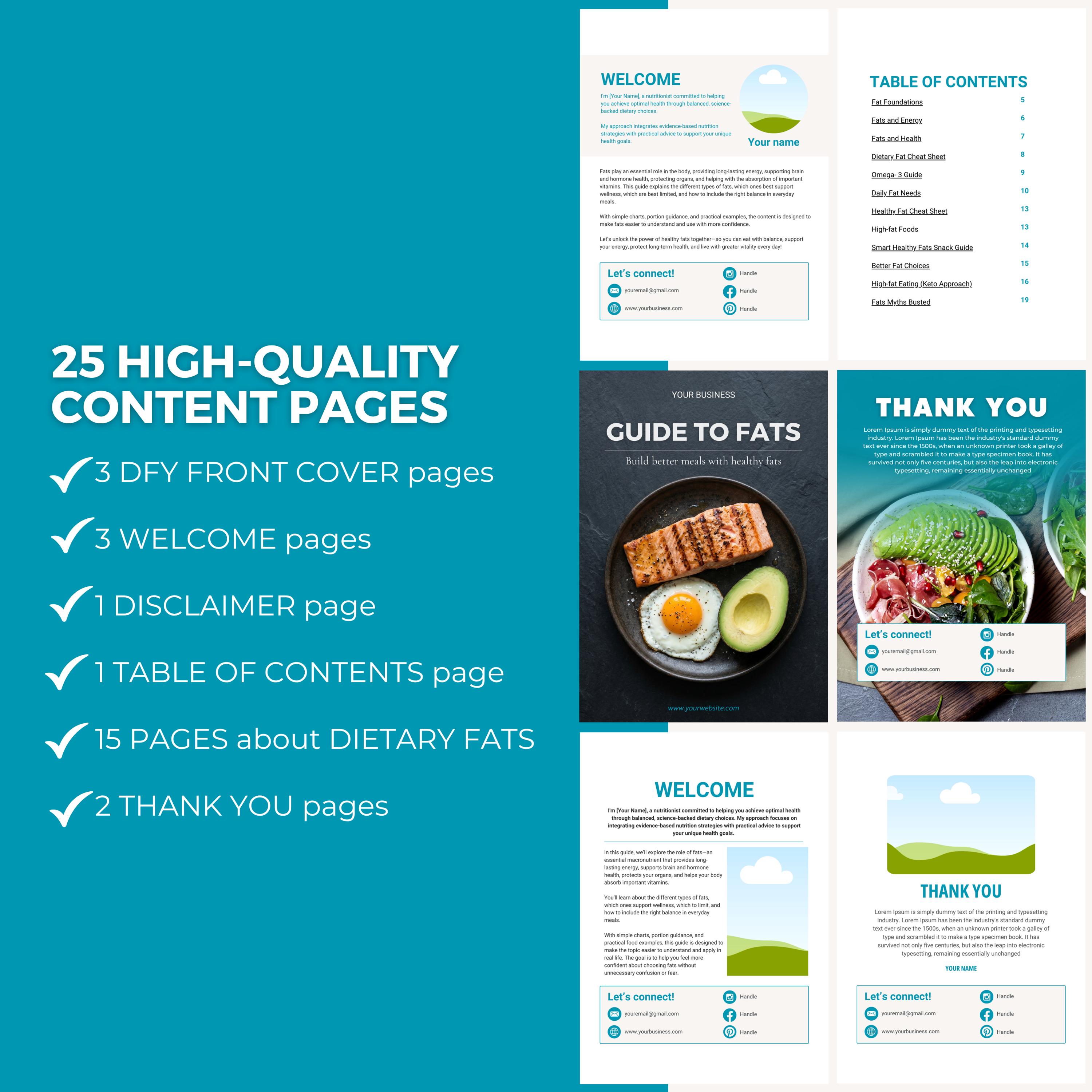 Fat Example Template Guide to Fats | Editable Canva Template, Nutrition Ebook, Keto Diet ...