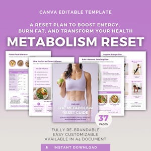 Metabolism Reset Canva Guide | 14-Day Wellness Plan | Nutrition & Weight Loss | Health Coach PLR