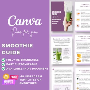 Editable Canva Template Smoothie Guide | Health | Diet | Nutrition | Healthy Recipes | Superfoods | Instagram Post | Health Coach | Wellness