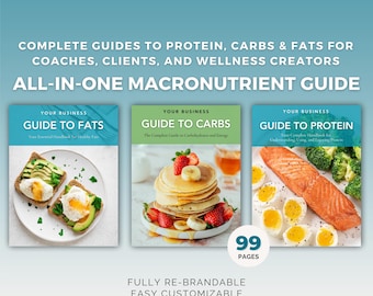 Macronutrient Bundle: Editable Canva Template for Nutritionists & Health Coaches, Protein, Fats and Carbs
