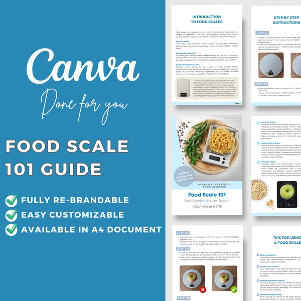 Editable Canva Food Scale Guide Template | Food Weighing | Portion Control & Precision | Weightloss | Nutritionist Approved | Health Coach