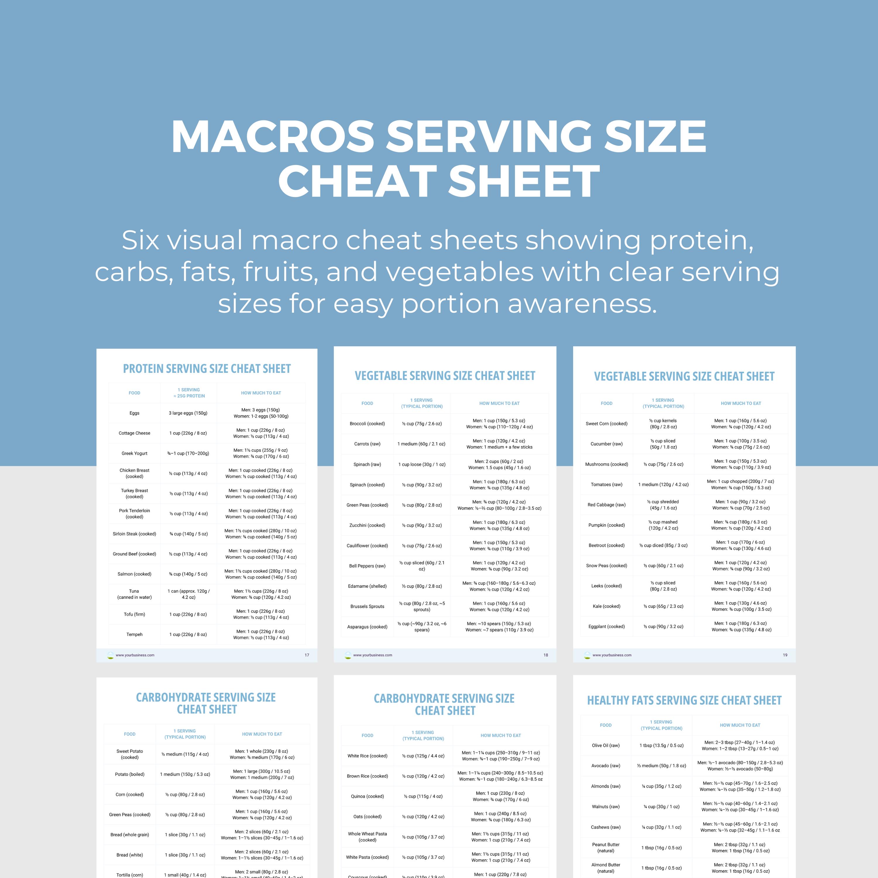 Portion Control Guide.pdf Easy Portion Control Guide | Editable Canva Template | Nutrition Cheat ...