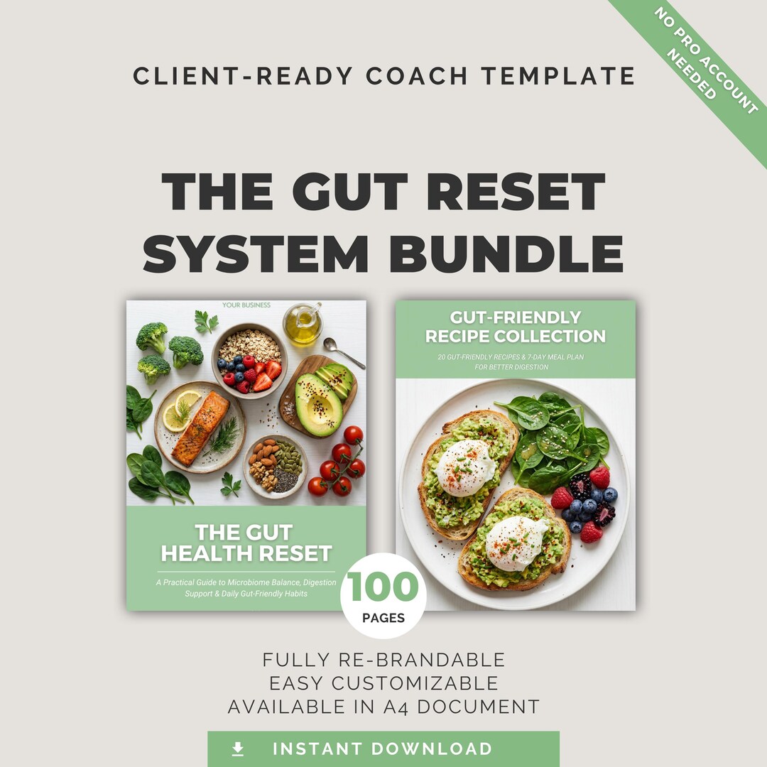 Gut Health Reset Bundle Canva Template | Digestive Guide, Meal Plan ...