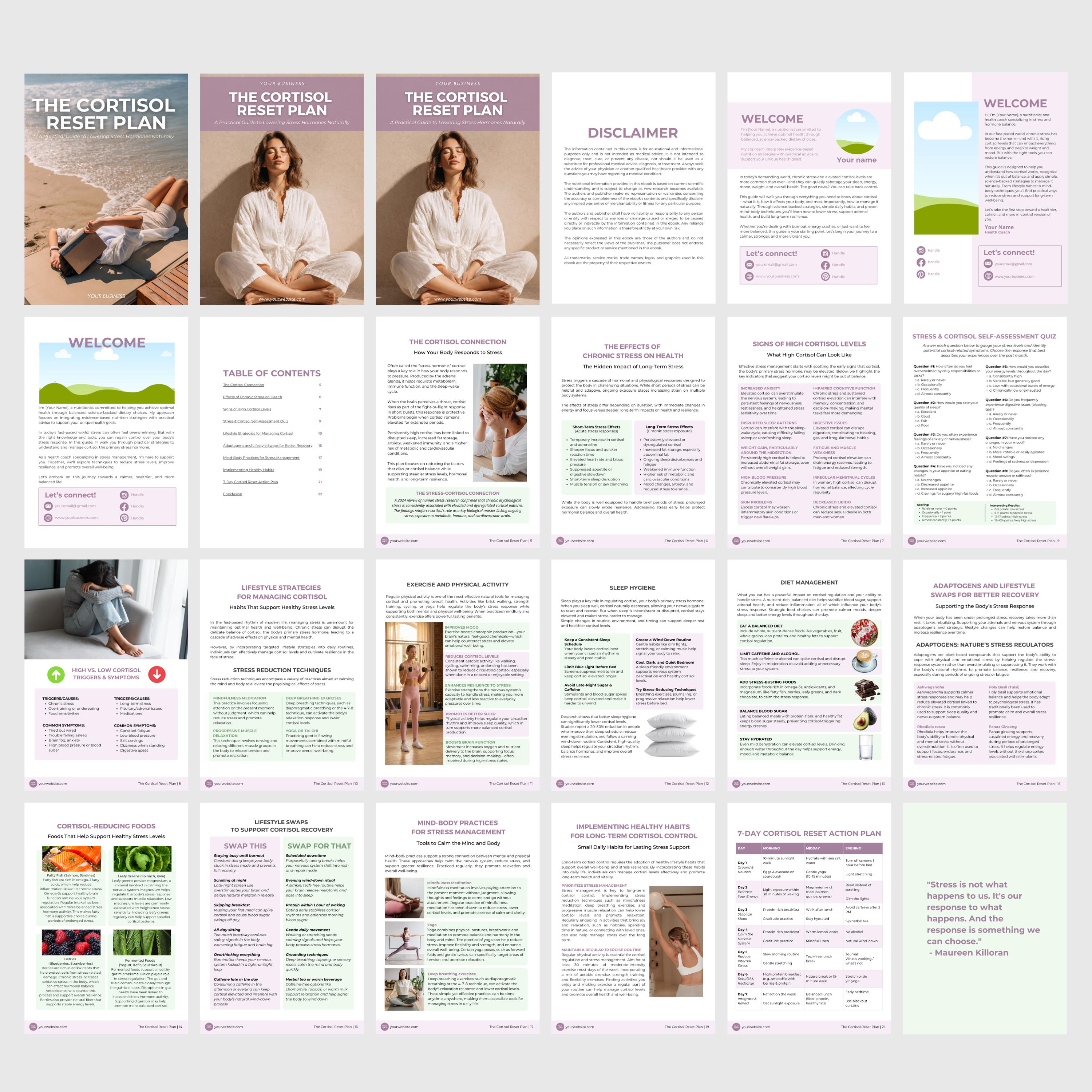Cortisol Reset Plan: Editable Canva Template, Hormone Balance, Stress ...