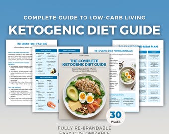 Complete Ketogenic Diet Guide Canva Template with 7 Day Meal Plan and Recipes