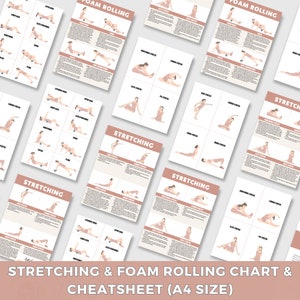Editable Stretching and Foam Rolling Chart Cheat Sheet | Canva | A4 ...