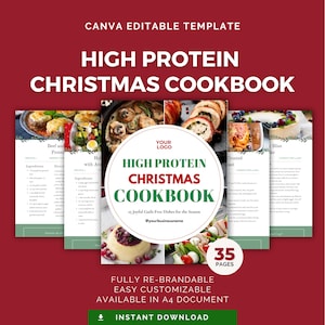 Editable High-Protein Christmas Cookbook Canva Template
