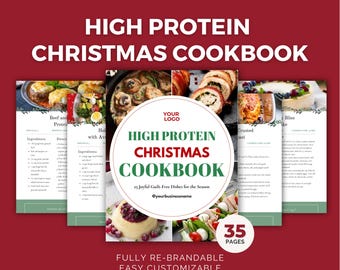 Editable High-Protein Christmas Cookbook Canva Template