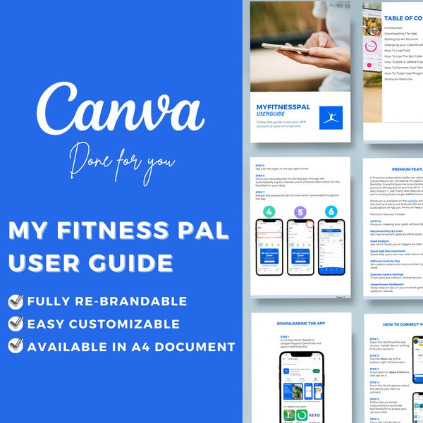 Editable Canva Template Guide My Fitness Pal | Health Coaching | Food Macro Tracking | Nutrition | Diet | Weight Loss | Wellness Tool