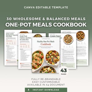 Healthy One Pot Meals Canva Template | Skillet, Slow Cooker & Casserole Cookbook, Health Coach PLR