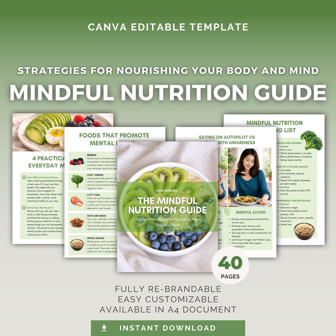 Mindful Nutrition Guide Canva Template With Intuitive Eating Cards Health Coach PLR - Etsy