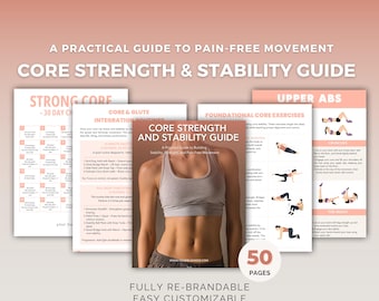 Core Stärke und Stabilität Canva Template mit Ab Workout Chart PLR