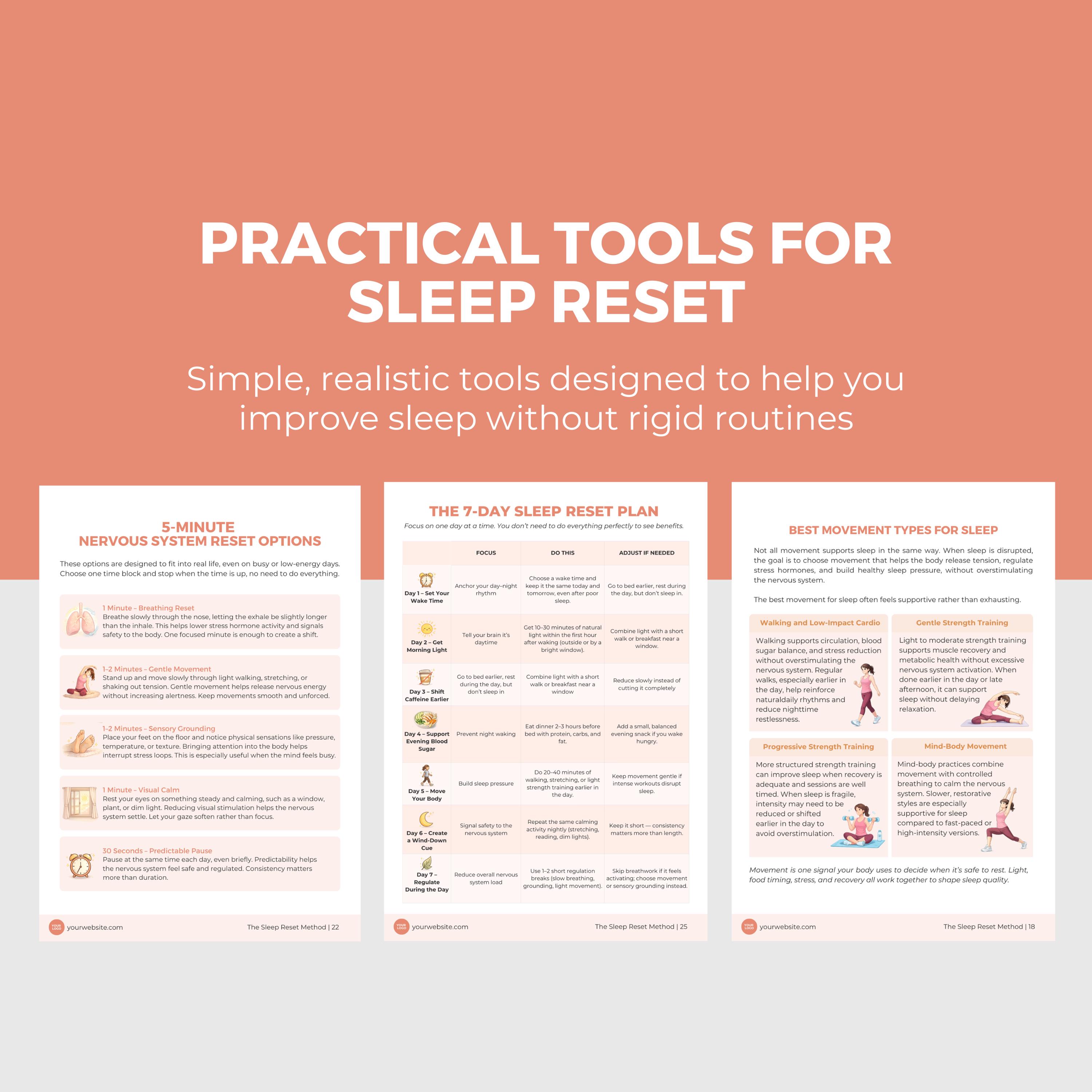 Sleep Reset Guide Canva Template | 7 Day Plan, Hormone Balance ...