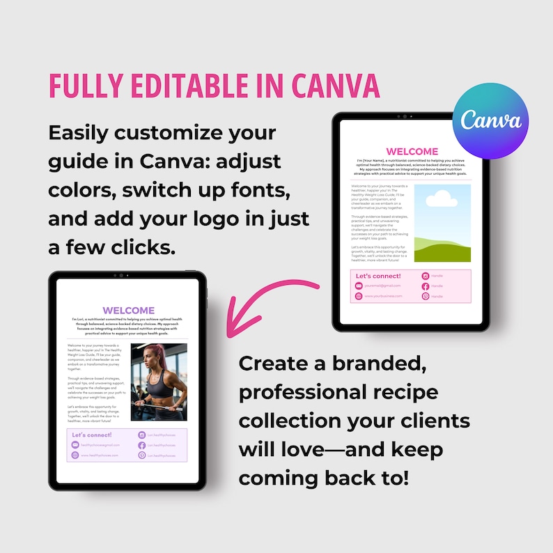 Weight Loss Guide Canva Template | Meal Planner, Workout Tracker, Health Coach PLR image 12
